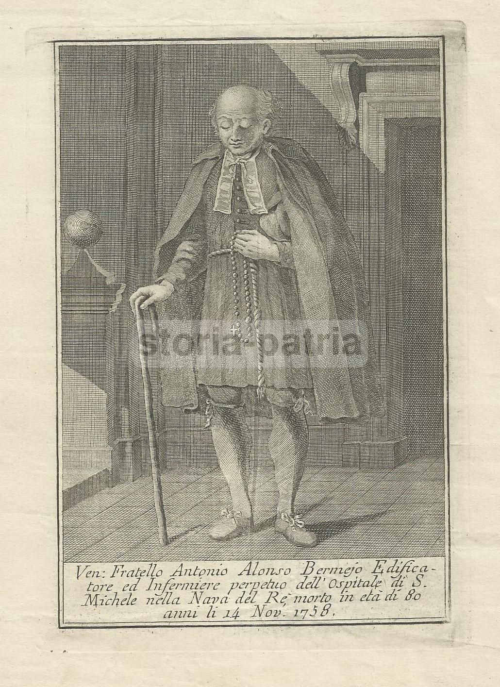 Incisione Antica Antonio Alonso Bermejo Ospedale San Michele