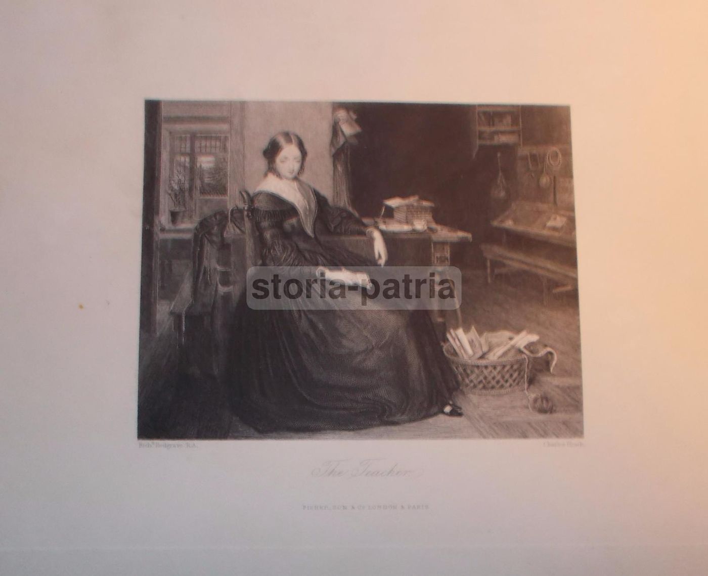Incisione Antica Redgrave Heath 1847: Insegnante E Interno Di Scuola