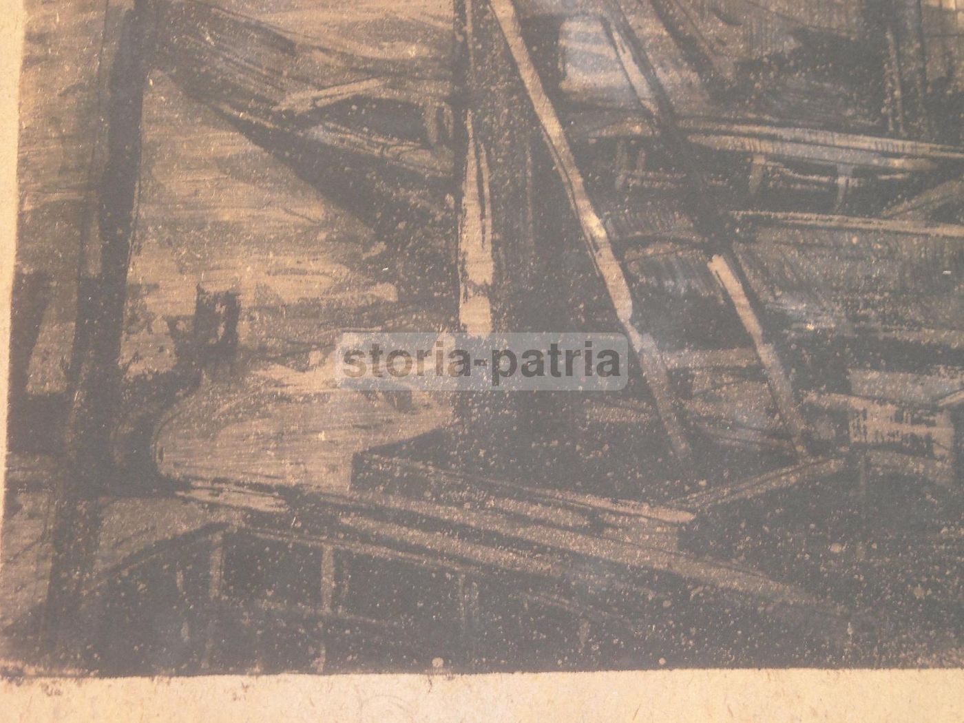 Incisione Antica Della Laguna Di Venezia Con La Basilica Della Salute, Anni '30