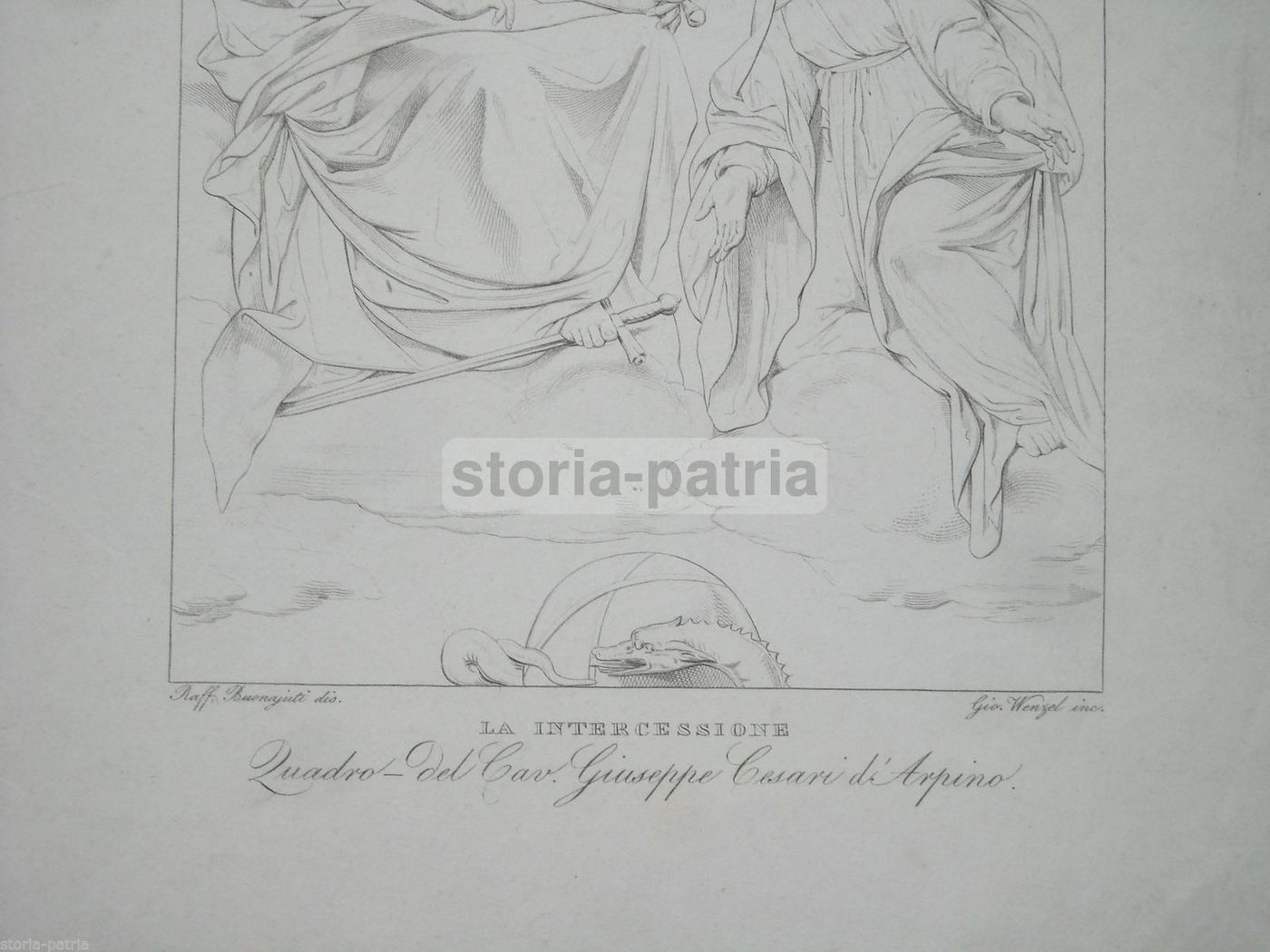 Incisione Wenzel Buonaiuti Cesari Gesù Salvatore XIX Secolo