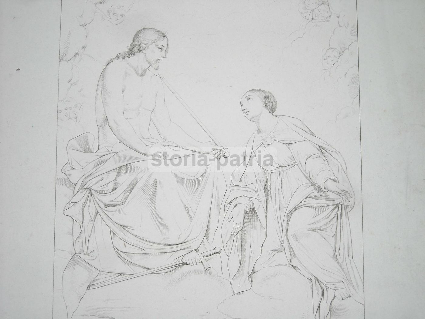 Incisione Wenzel Buonaiuti Cesari Gesù Salvatore XIX Secolo