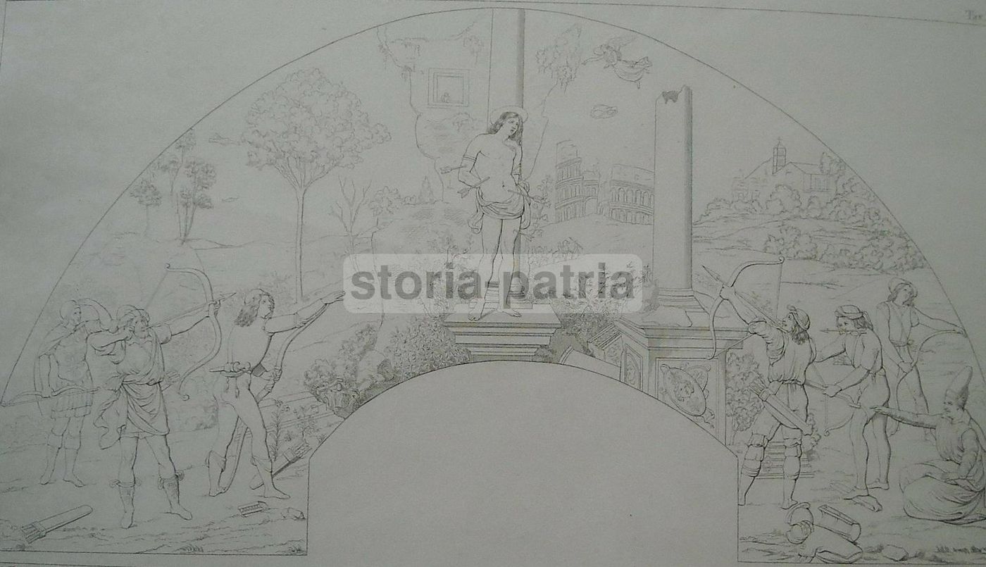 Incisione San Sebastiano, Garzoli Su Fattore, Lunetta, XIX Secolo