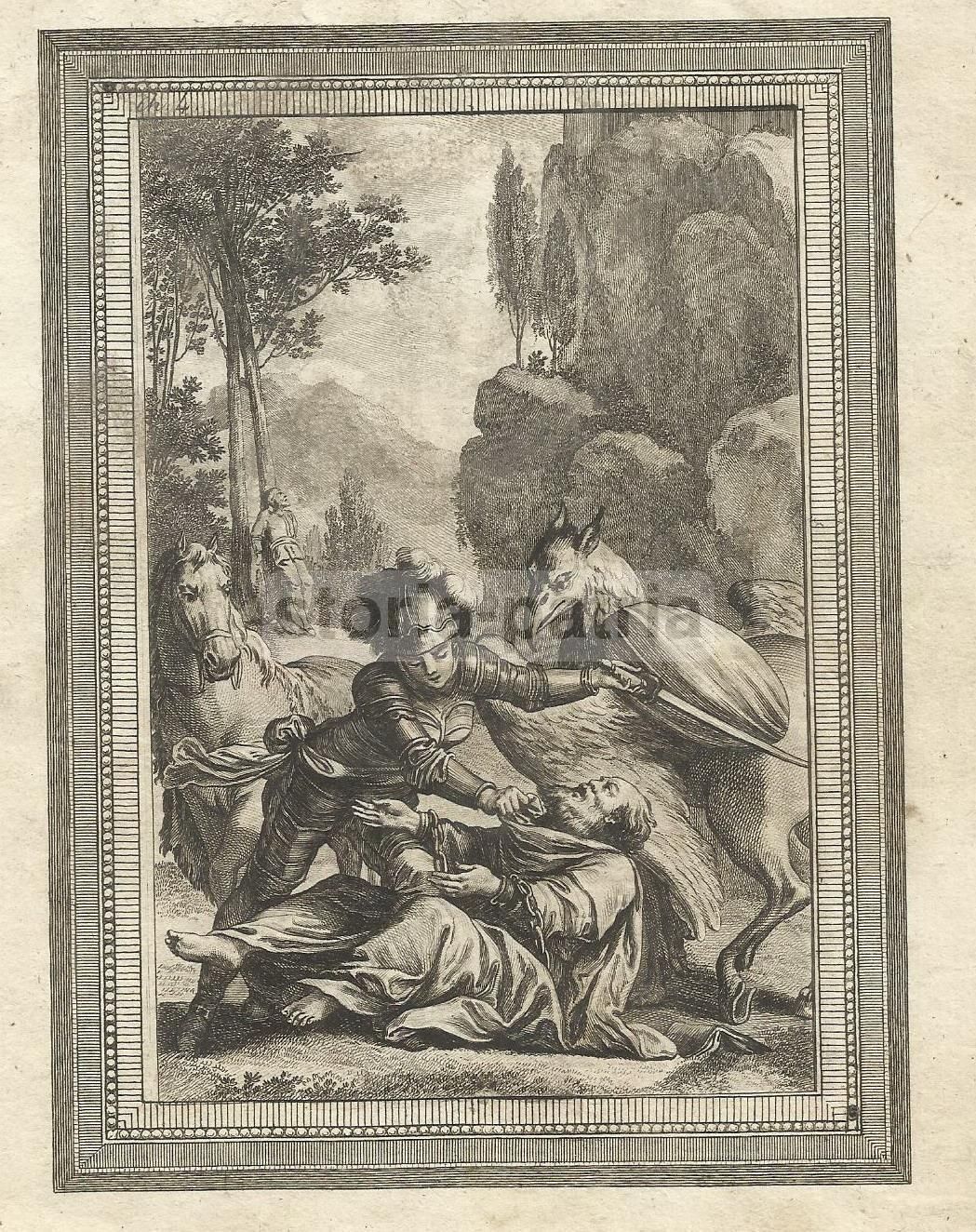 Incisione Antica: Allegoria Mitologica, Acquaforte Del XVIII Secolo