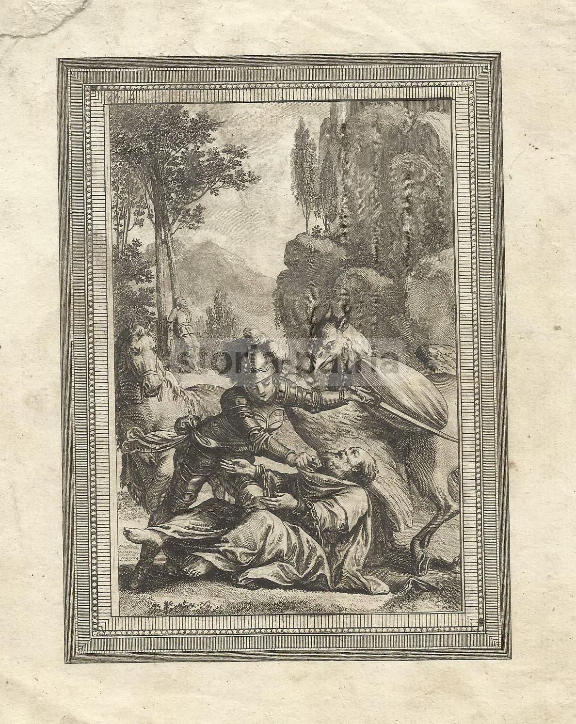 Incisione Antica: Allegoria Mitologica, Acquaforte Del XVIII Secolo