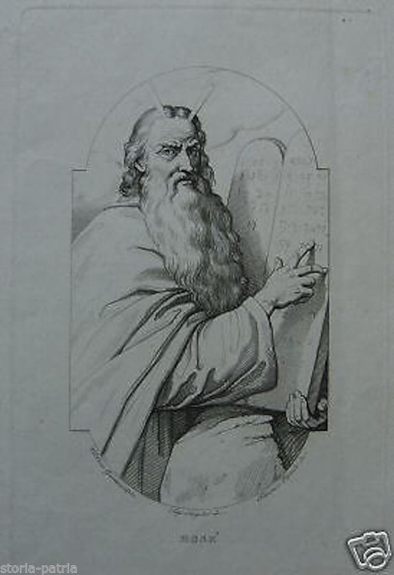 Incisione Antica Mosè, Luca Giordano, Pisante, Angelini, XIX Secolo