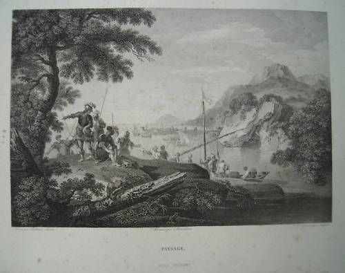Incisione Antica Salvator Rosa Veduta Portuale Napoletana Niquet