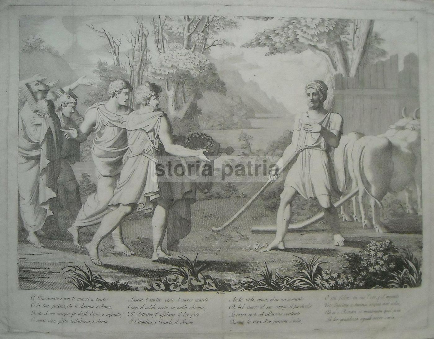 Incisione Antica Di Cincinnato, Filippo Pistrucci, 1820 Circa