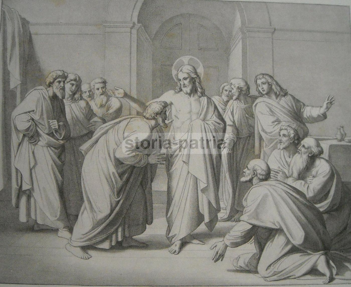 Incisione Antica: Incredulità Di San Tommaso (Nicola Consoni, XIX Secolo)