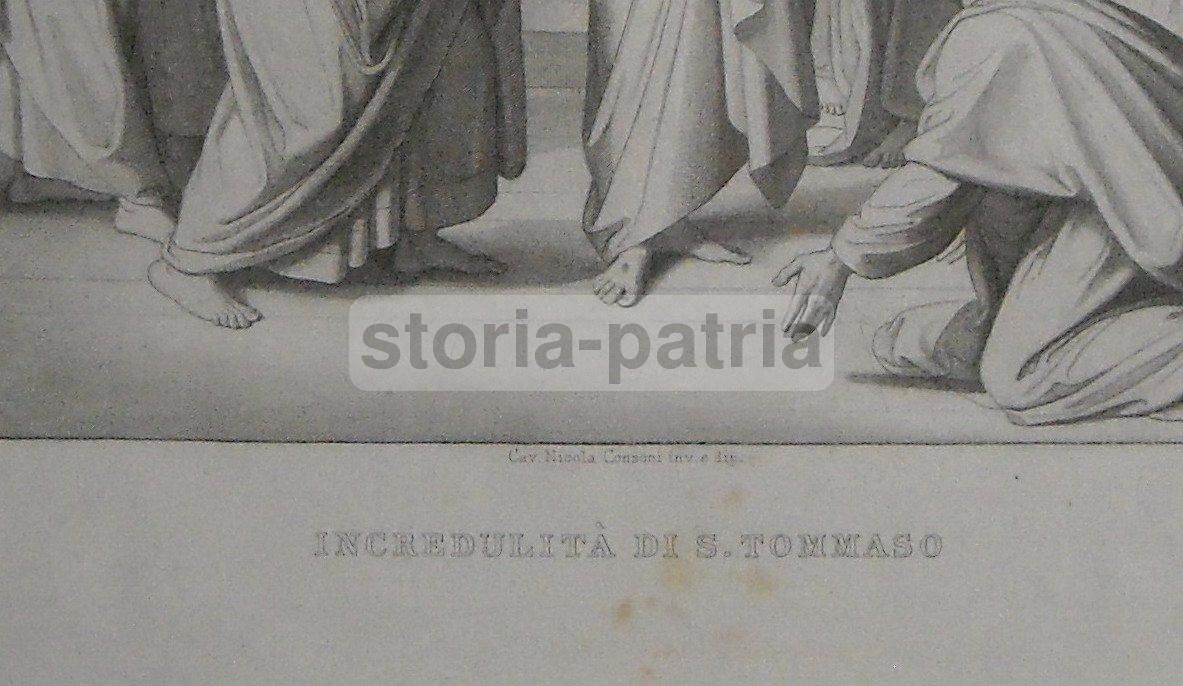 Incisione Antica: Incredulità Di San Tommaso (Nicola Consoni, XIX Secolo)
