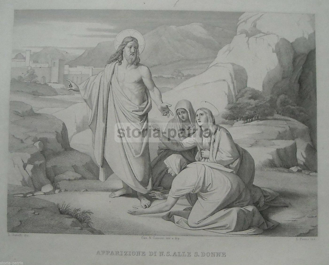 Apparizione Di Gesù Alle Donne, Incisione Di L. Penna Da N. Consoni E L. Garelli, Metà XIX Secolo