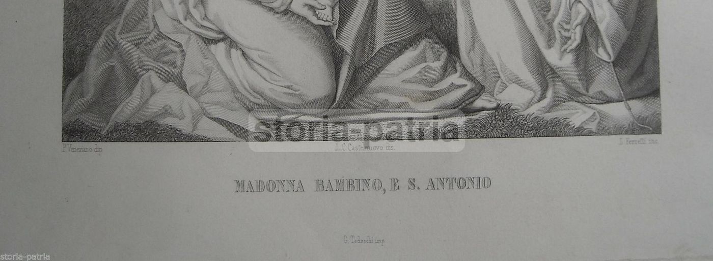 Madonna Con Bambino E Sant'Antonio, Incisione Di L. Ferretti Da Paolo Veneziano, Metà XIX Secolo