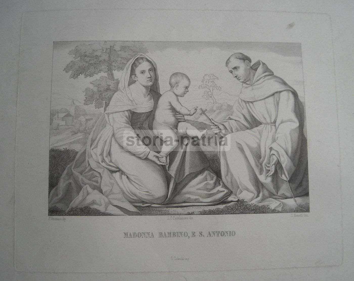 Madonna Con Bambino E Sant'Antonio, Incisione Di L. Ferretti Da Paolo Veneziano, Metà XIX Secolo