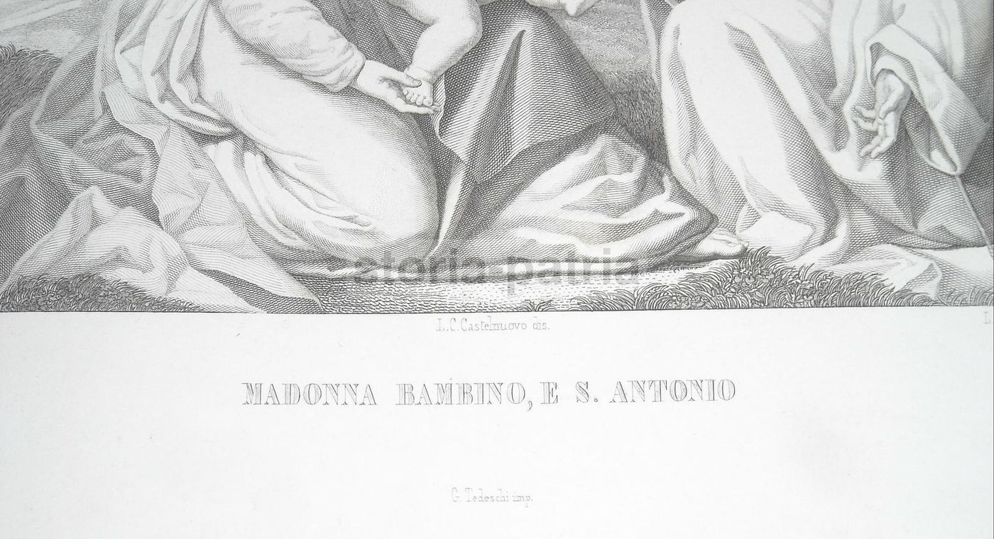 Madonna Con Bambino E Sant'Antonio, Incisione Di L. Ferretti Da Paolo Veneziano, Metà XIX Secolo