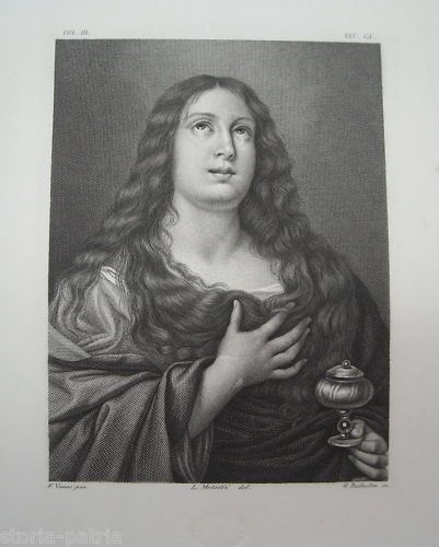 Incisione Antica Di Maria Maddalena, G. Balestra Da F. Vanni, Metà Ottocento