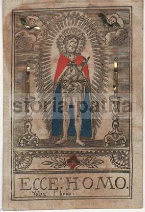 Xilografia Ecce Homo Colorata Settecentesca Arte Devozionale
