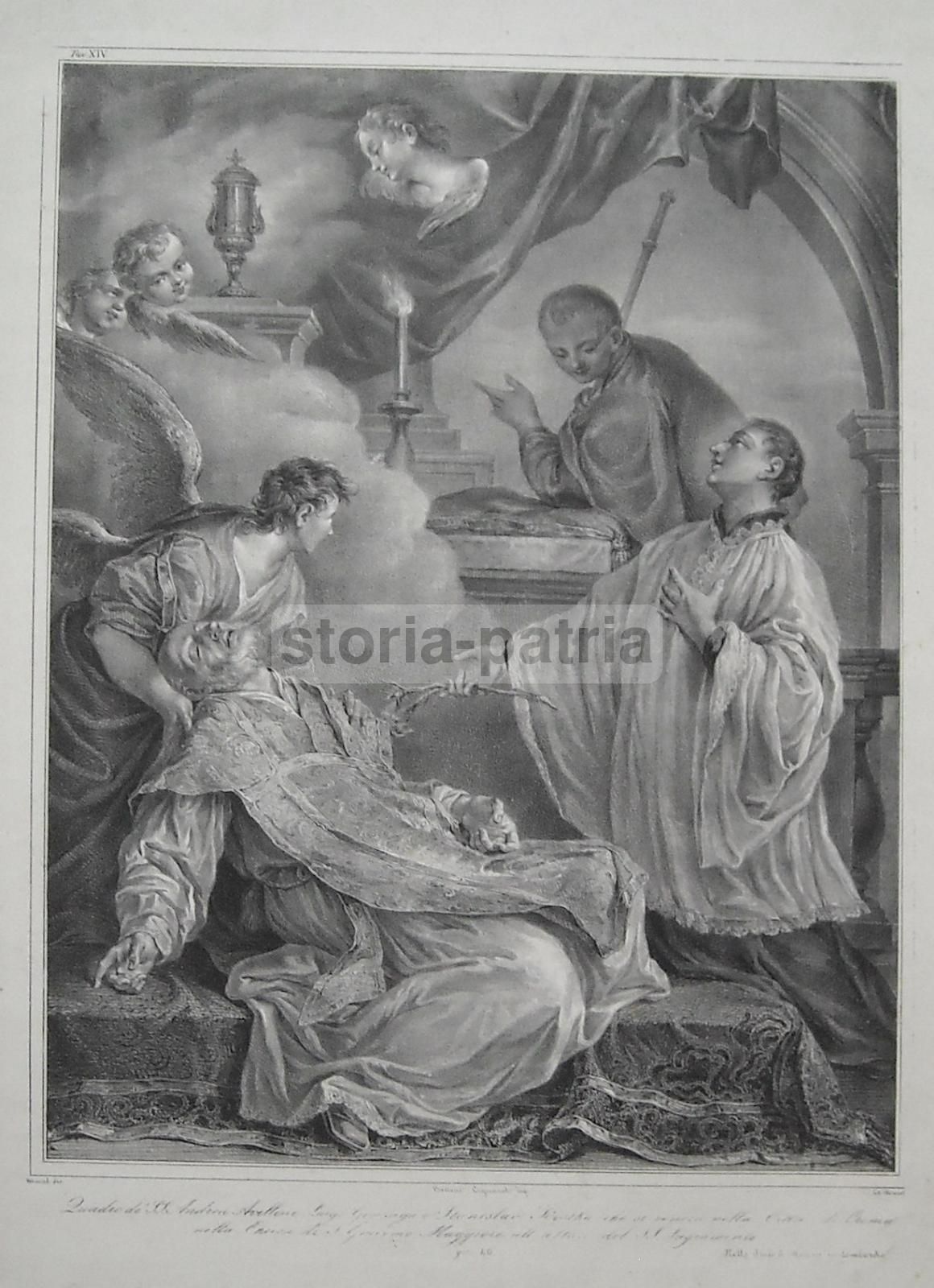 Stampa Litografica Wenzel Cignaroli Santi Avellino Gonzaga Kostka