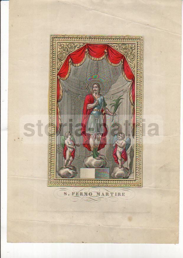 San Fermo Martire, Stampa Litografica Acquarellata A Mano Del XIX Secolo