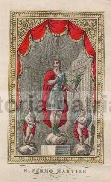 San Fermo Martire, Stampa Litografica Acquarellata A Mano Del XIX Secolo