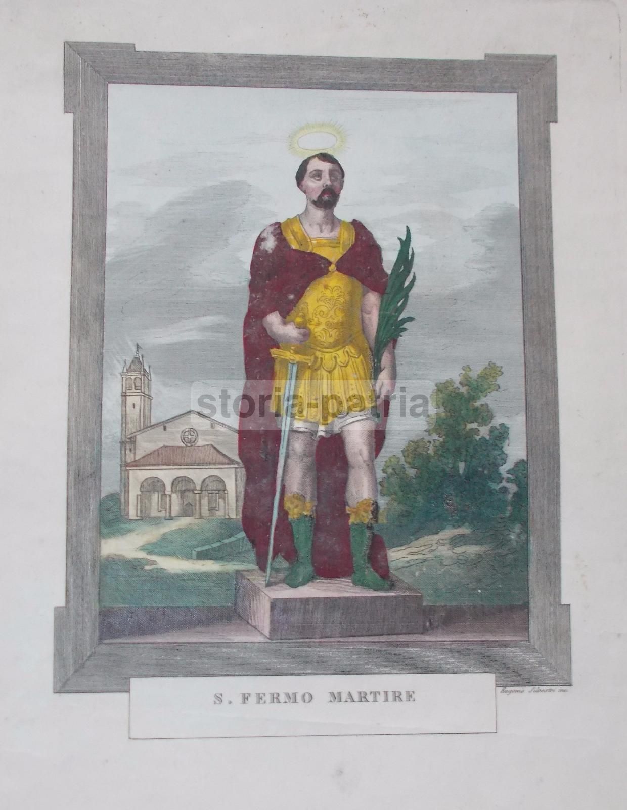 Stampa Antica Di San Fermo Martire, Incisore Eugenio Silvestri (XIX Secolo)