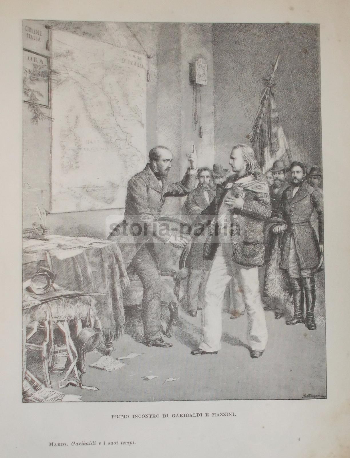 Stampa Antica: Primo Incontro Tra Garibaldi E Mazzini (Giovine Italia)