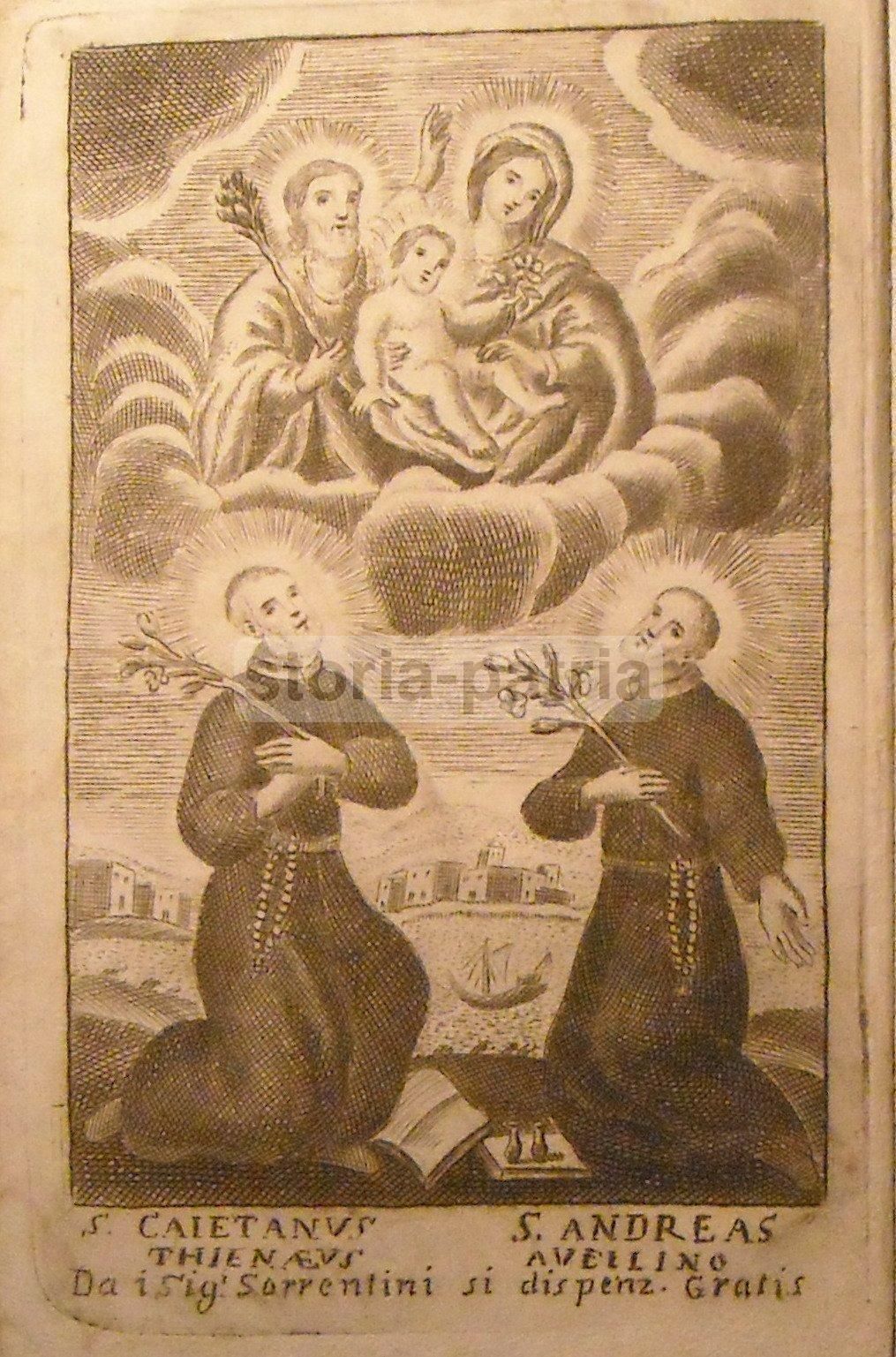 Incisione San Gaetano Thiene E Sant'Andrea Avellino, Napoli, 1800 Circa