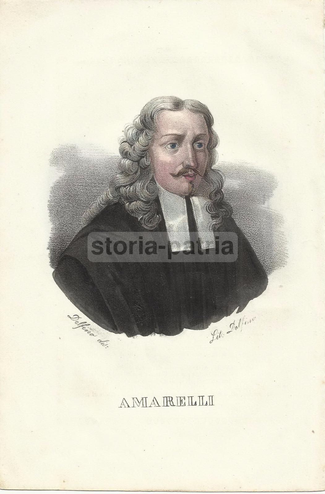 Ritratto Di Amarelli: Litografia Colorata A Mano Di Dolfino, Metà XIX Secolo