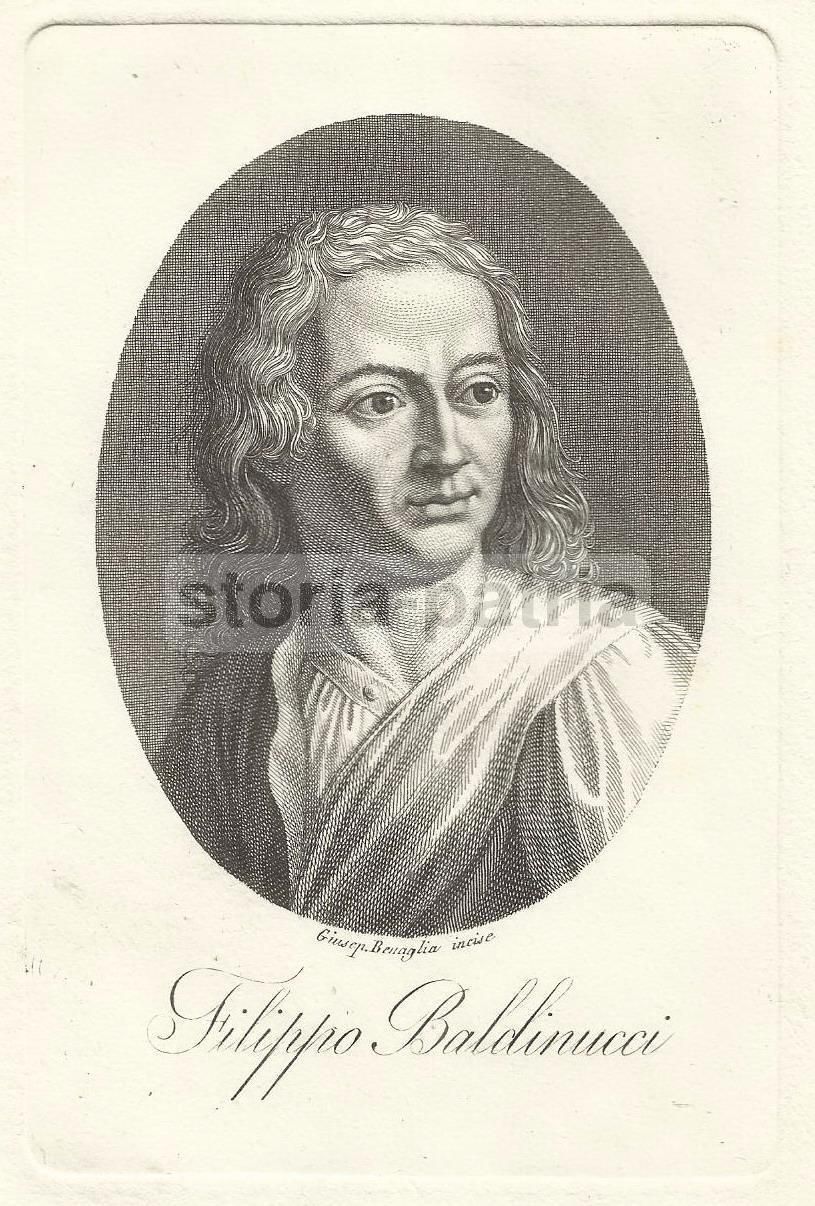 Ritratto Di Filippo Baldinucci, Incisione Di Giuseppe Benaglia, Monza, XIX Secolo