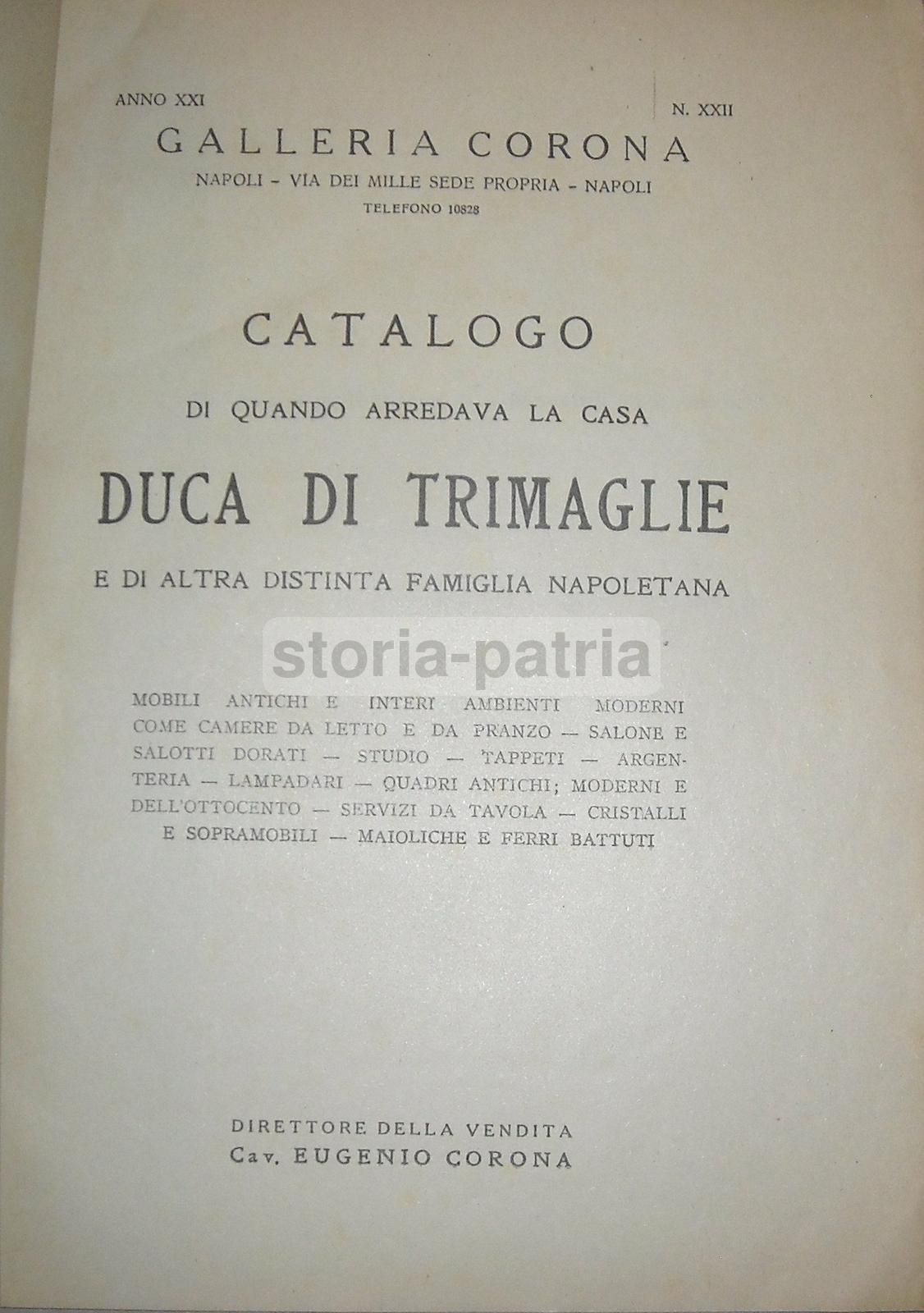 Catalogo Asta Duca Di Trimaglie Napoli Galleria Corona Primo '900