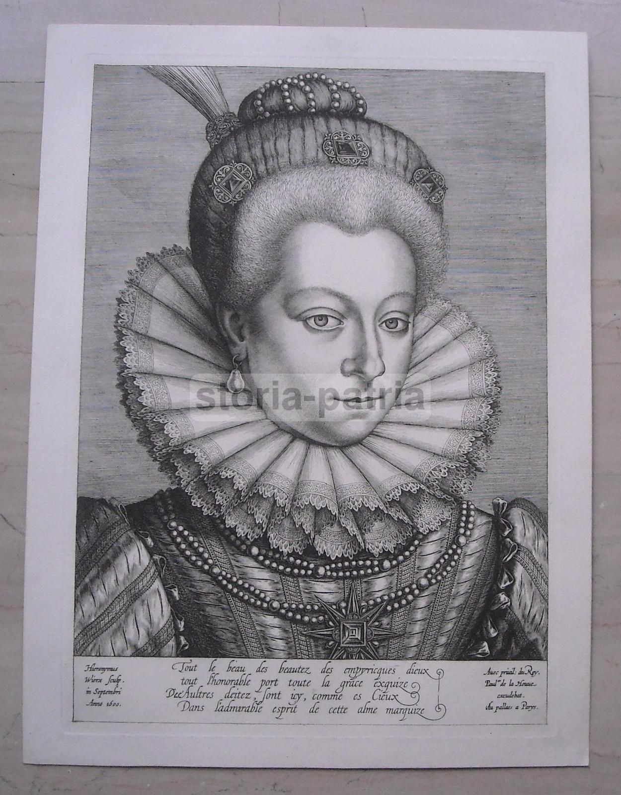 Ritratto Della Marchesa Di Verneuil, Incisione Antica (Wierix)
