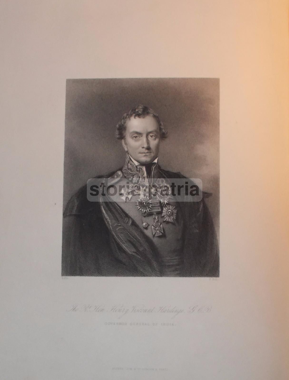 Ritratto Visconte Hardinge Governatore India Incisione 1847