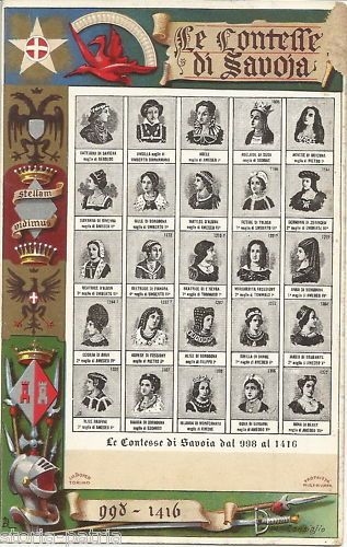 Cartolina Antica Contesse Di Savoia 998 1416, Cromolitografia