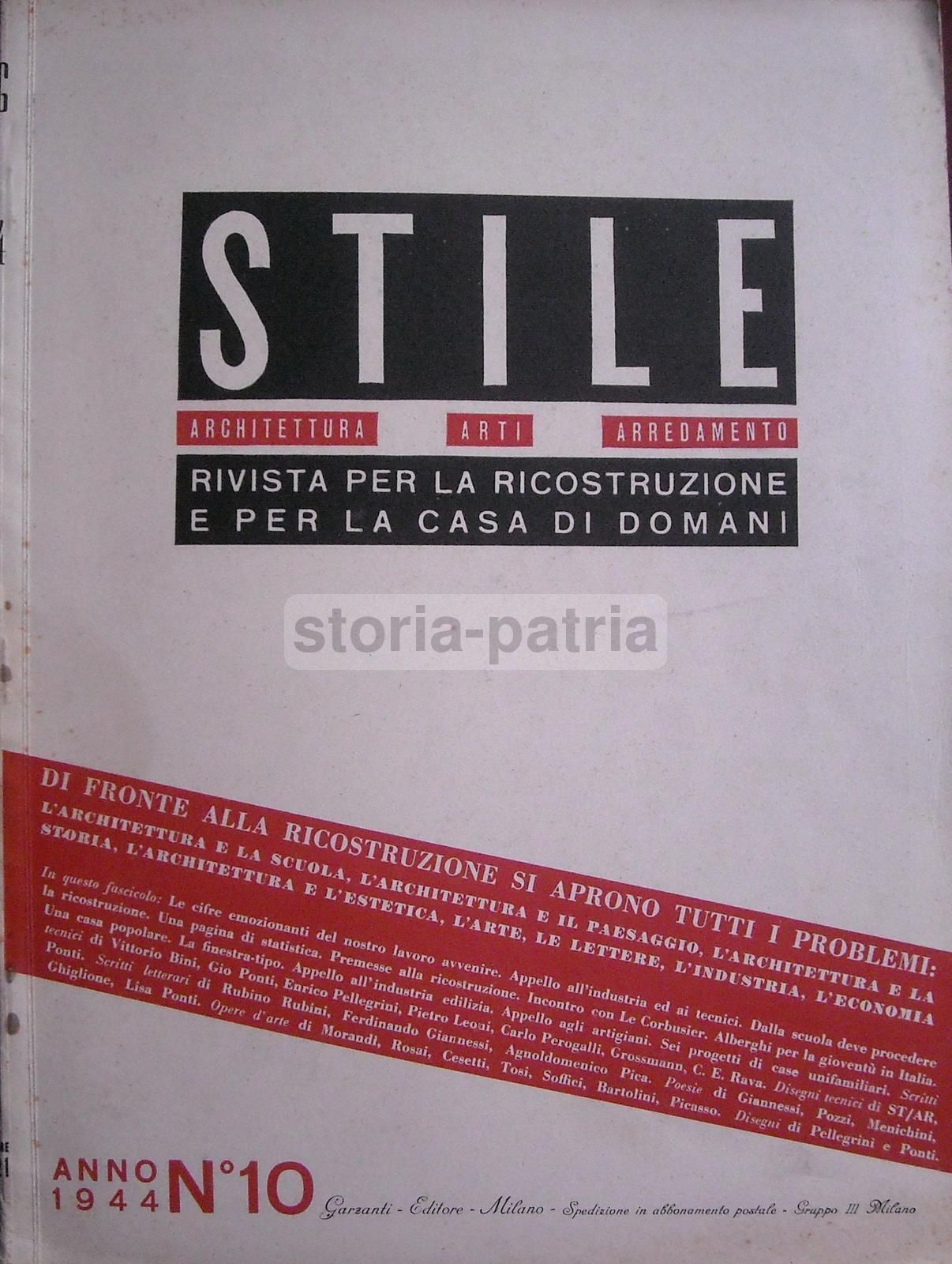 Stile 1944, N. 10: Giò Ponti, Architettura, Arredamento, Design