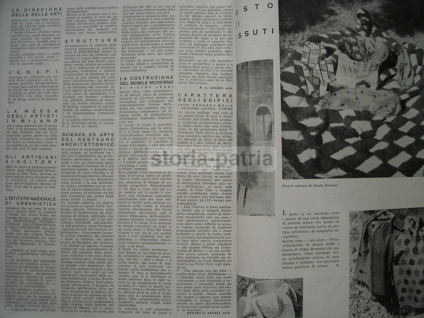 Rivista Lo Stile N. 1 1947 Giò Ponti Design Architettura Milano