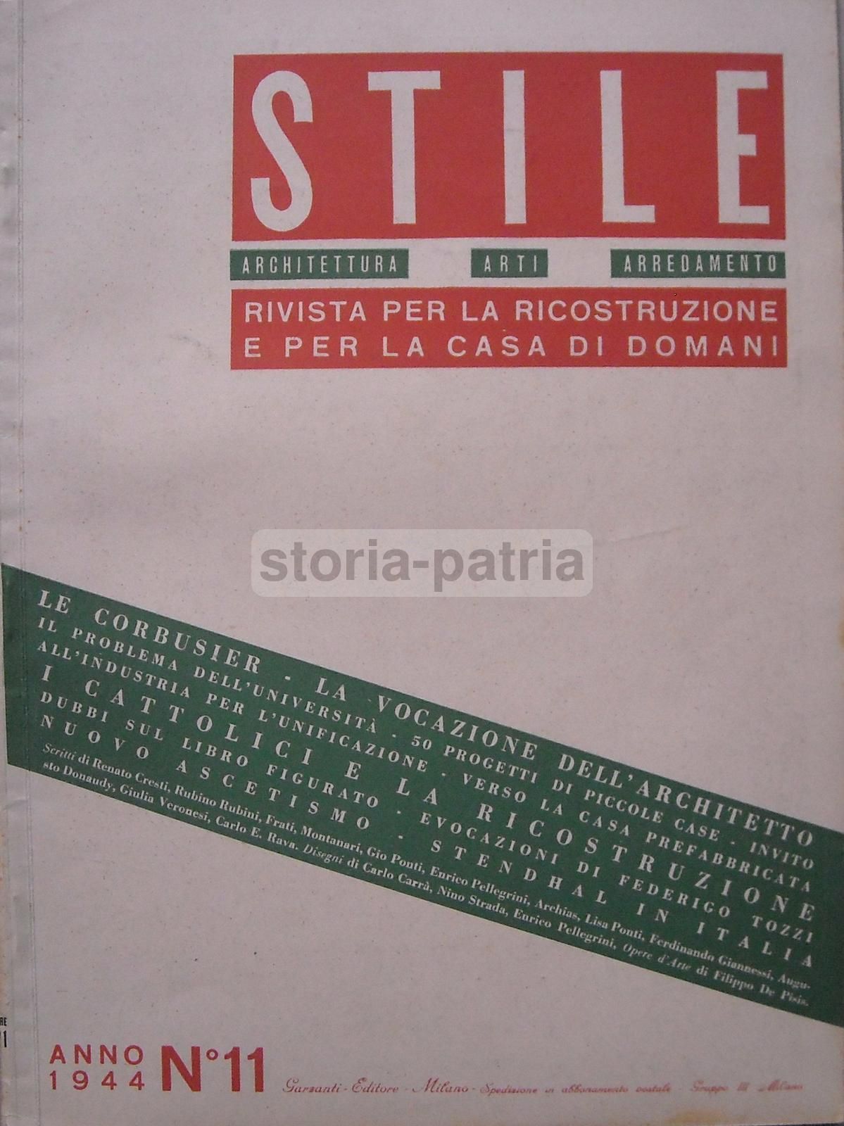 Stile 1944, N. 11. Giò Ponti, Le Corbusier, De Pisis, Tozzi, Rava