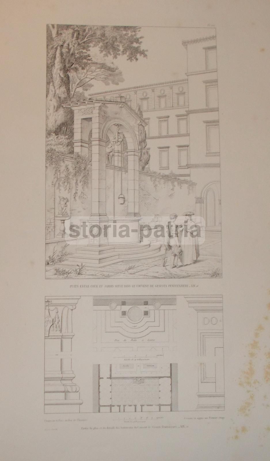 Stampa Convento Gesuiti Penitenzieri Roma Baccio Pontelli 1800