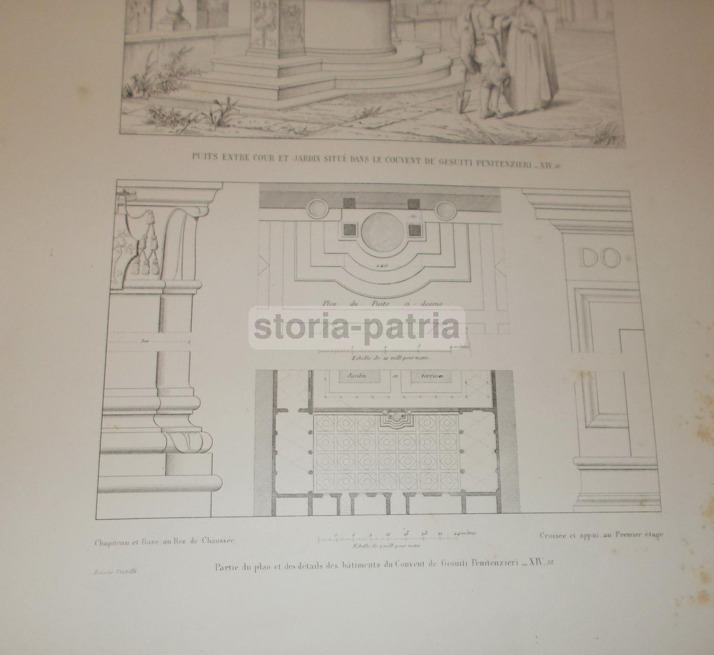 Stampa Convento Gesuiti Penitenzieri Roma Baccio Pontelli 1800