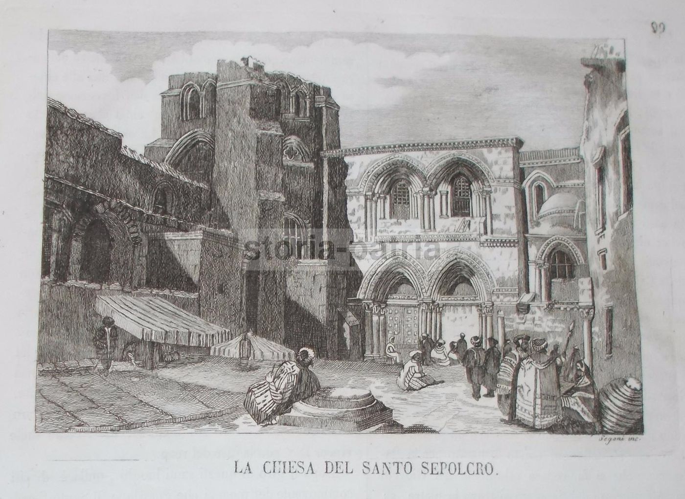 Chiesa Del Santo Sepolcro A Gerusalemme, Incisione Di Segoni, XIX Secolo