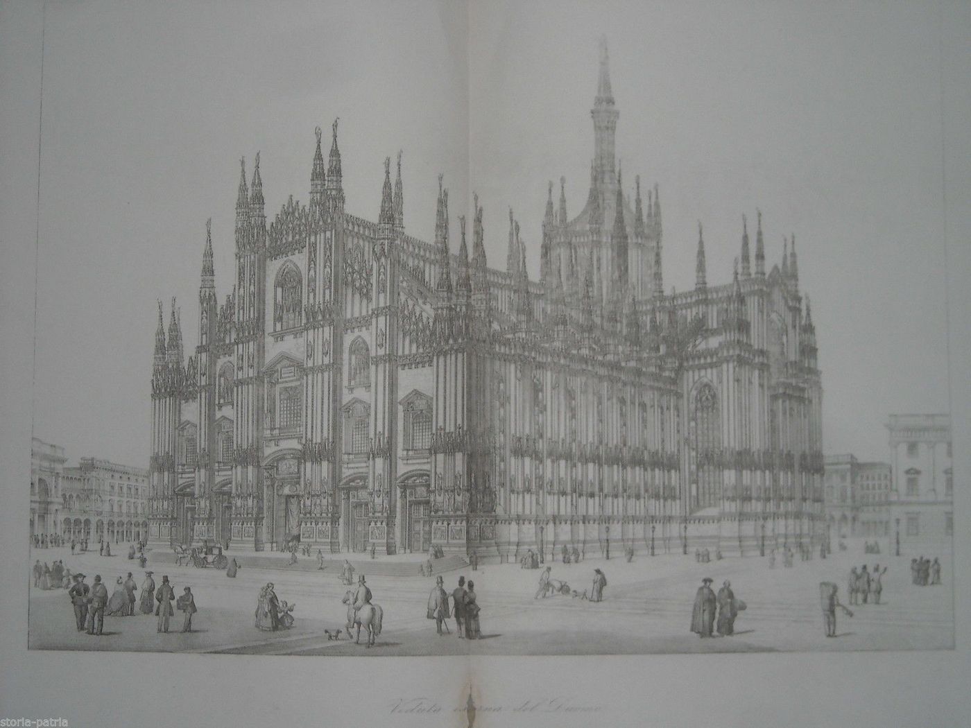 Antica Incisione Duomo Di Milano Veduta Prospettica 1800