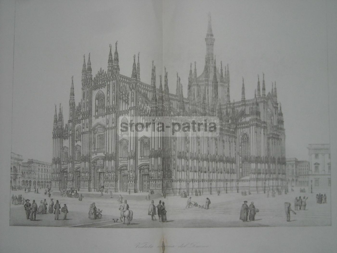 Antica Incisione Duomo Di Milano Veduta Prospettica 1800