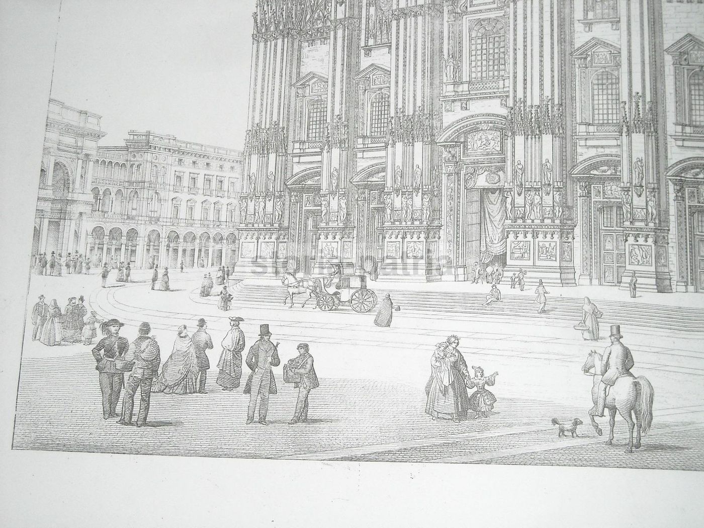 Antica Incisione Duomo Di Milano Veduta Prospettica 1800