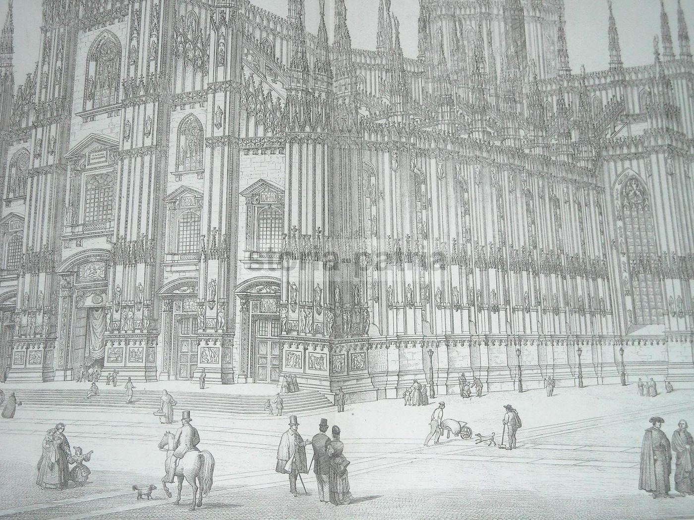 Antica Incisione Duomo Di Milano Veduta Prospettica 1800