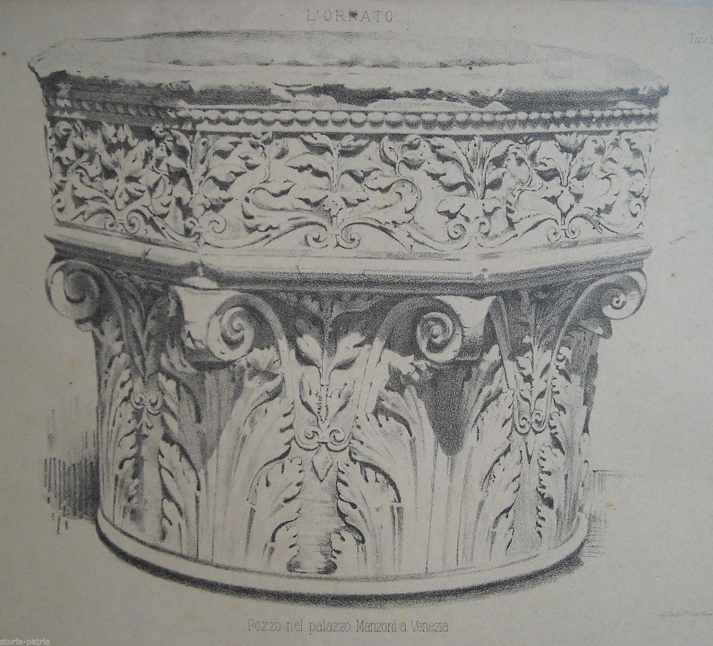 Stampa Antica Pozzo Palazzo Manzoni Venezia Fine '800 Treves