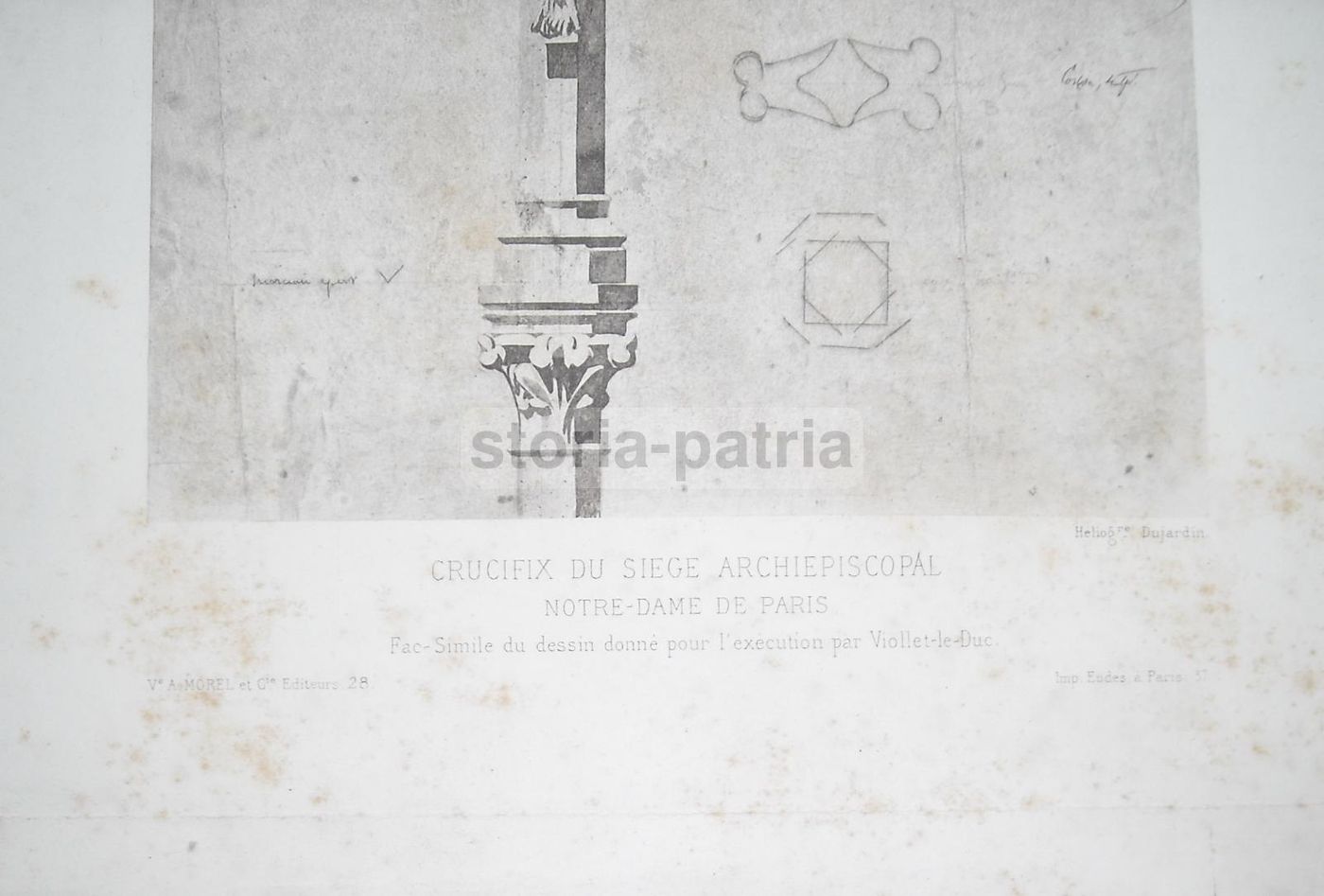 Viollet Le Duc Crocifisso Notre Dame Parigi Stampa XIX Secolo