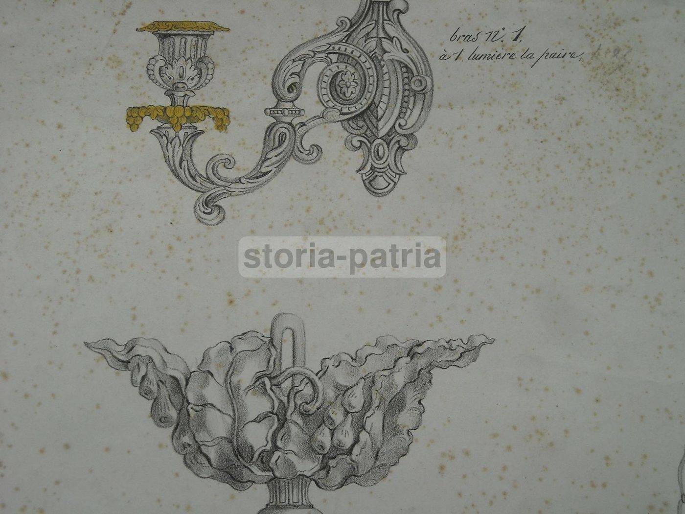 Stampa Litografica Lampadari Jules Paullet Parigi Epoca 1800