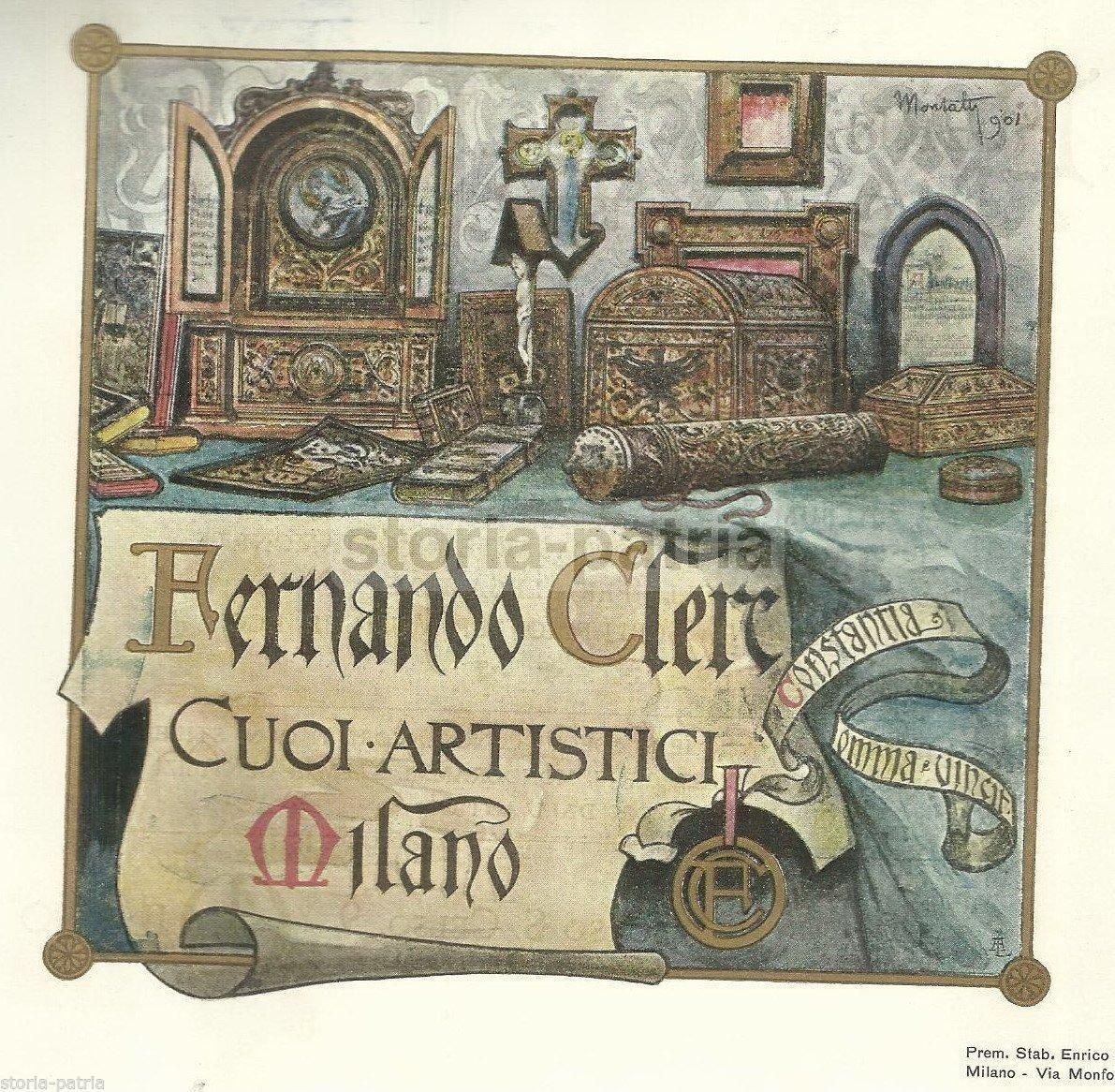 Stampa Pubblicitaria Cuoi Artistici Clerc, Milano 1901, Bonetti