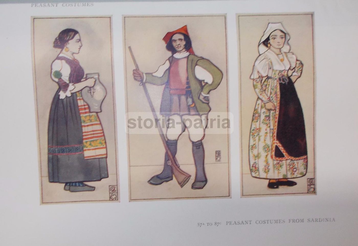 Stampa Antica Costumi Popolari Sardi, Folklore Sardegna, Anni '30