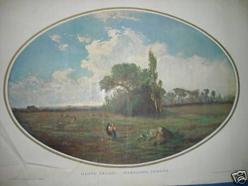 Filippo Palizzi: Campagna Romana. Stampa A Colori Del Primo Novecento