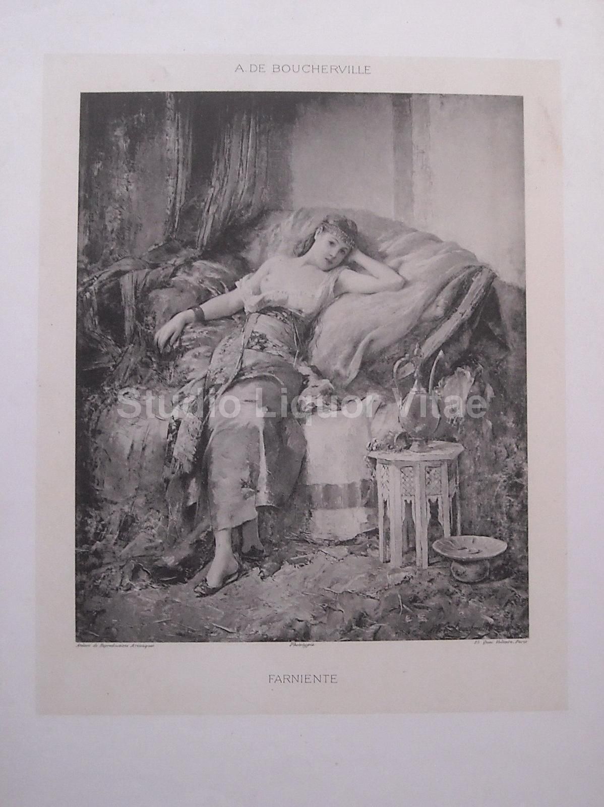 Stampa Antica Farniente De Boucherville Figura Femminile Orientalista