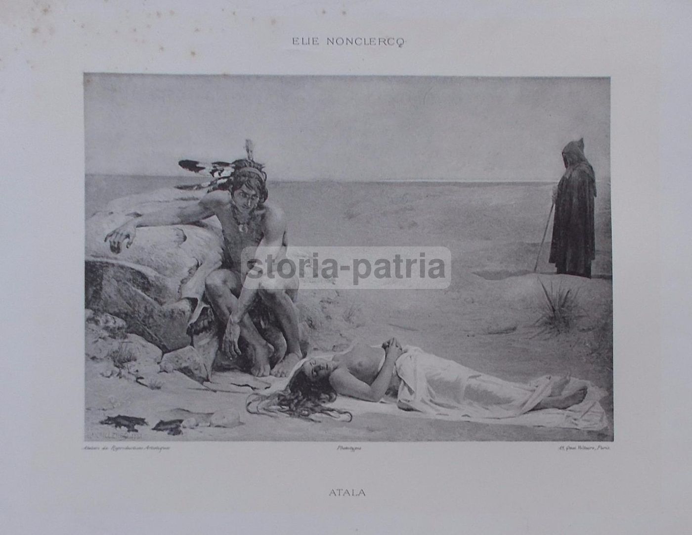 Antica Stampa Francese Atala Di Nonclercq Fine '800 Fototipia