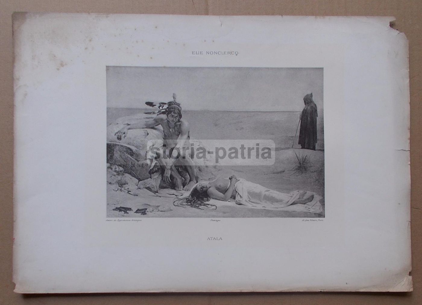 Antica Stampa Francese Atala Di Nonclercq Fine '800 Fototipia